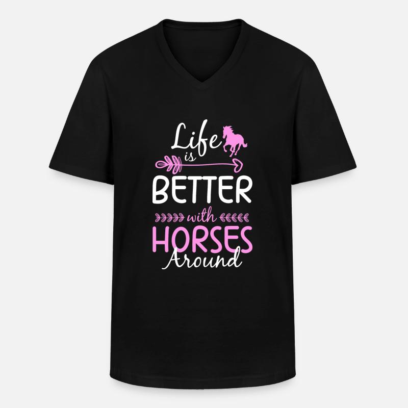 Pferde Pferdemädchen Pony - Männer-T-Shirt mit V-Ausschnitt - Schwarz