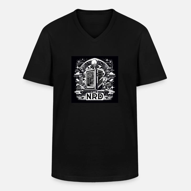 Nerd Stolz Black&White - Männer-T-Shirt mit V-Ausschnitt - Schwarz