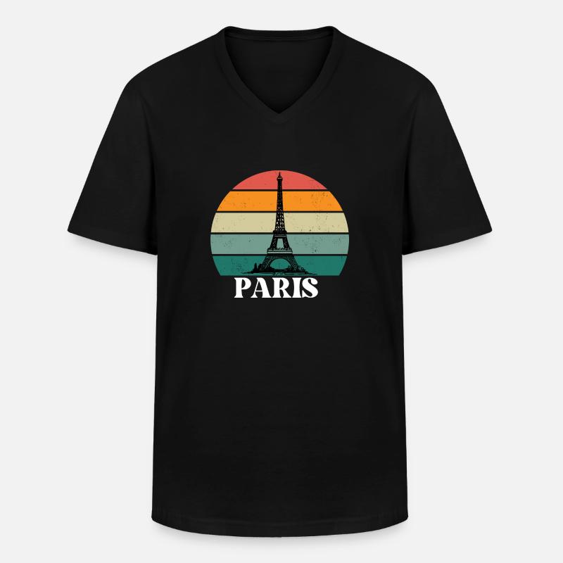 Paris - Männer-T-Shirt mit V-Ausschnitt - Schwarz