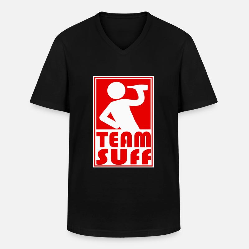 TEAM SUFF - Männer-T-Shirt mit V-Ausschnitt - Schwarz