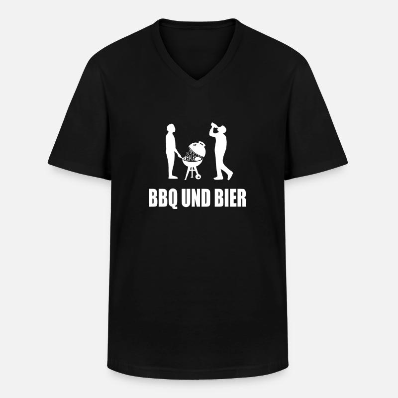 BBQ - Männer-T-Shirt mit V-Ausschnitt - Schwarz