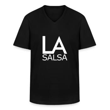 LA Salsa - Los Angeles Salsa - Salsa Dance Shirt - T-shirt col V Homme - noir - Devant - AI Model Male 178 dark (178cm)