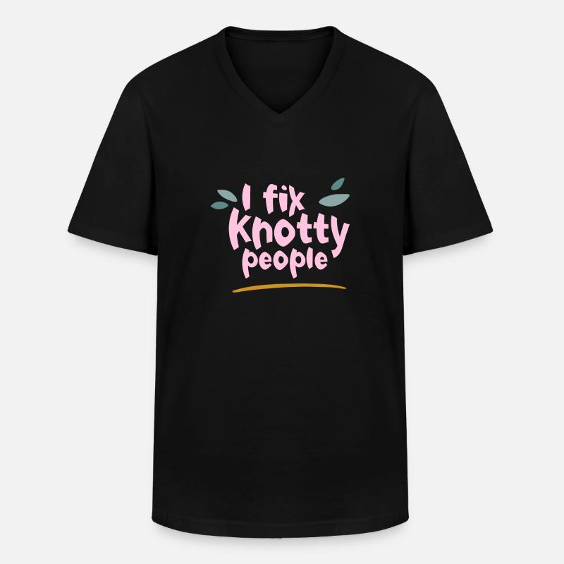 I Fix Knotty People 2 - Männer-T-Shirt mit V-Ausschnitt - Schwarz