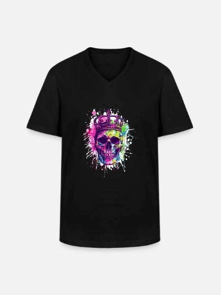 King Skull Crown - Men's V-Neck T-Shirt - black