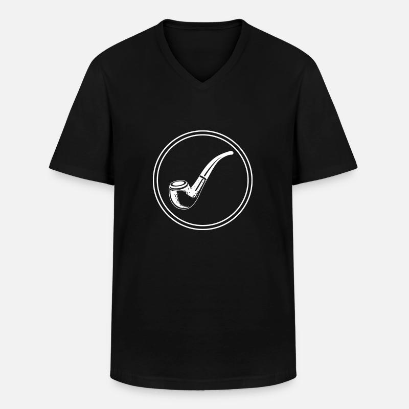 Pfeife rauchen - Männer-T-Shirt mit V-Ausschnitt - Schwarz