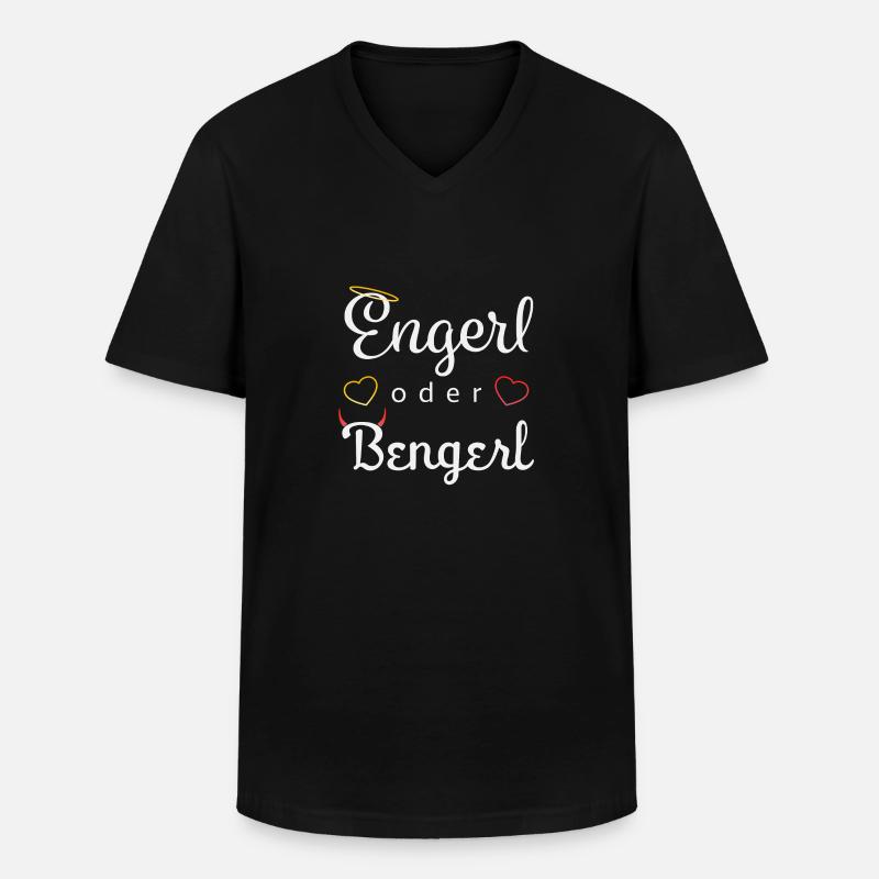 Engerl oder Bengerl - Männer-T-Shirt mit V-Ausschnitt - Schwarz