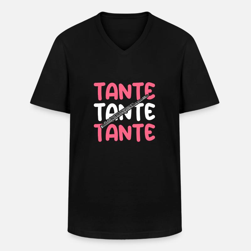Flötist Tante Querflöte - Männer-T-Shirt mit V-Ausschnitt - Schwarz