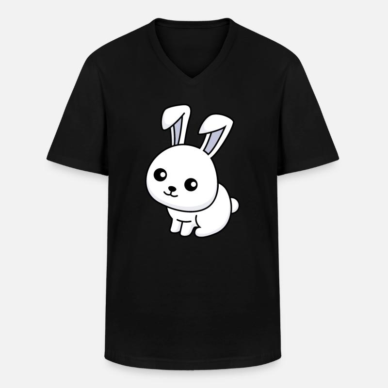 Hase Comic Tier - Männer-T-Shirt mit V-Ausschnitt - Schwarz