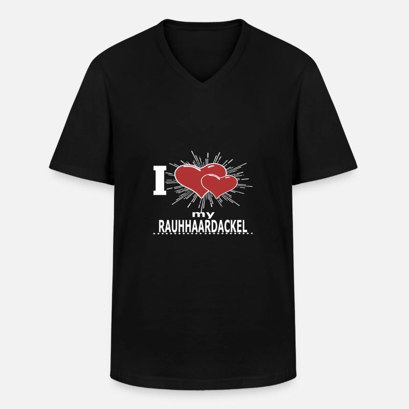 RAUHHAARDACKEL - Männer-T-Shirt mit V-Ausschnitt - Schwarz