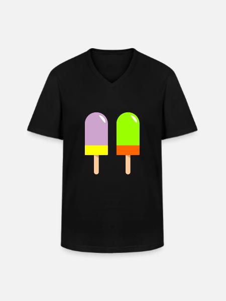 eis eiscreme restaurant ice cream sundae134 - Männer-T-Shirt mit V-Ausschnitt - Schwarz