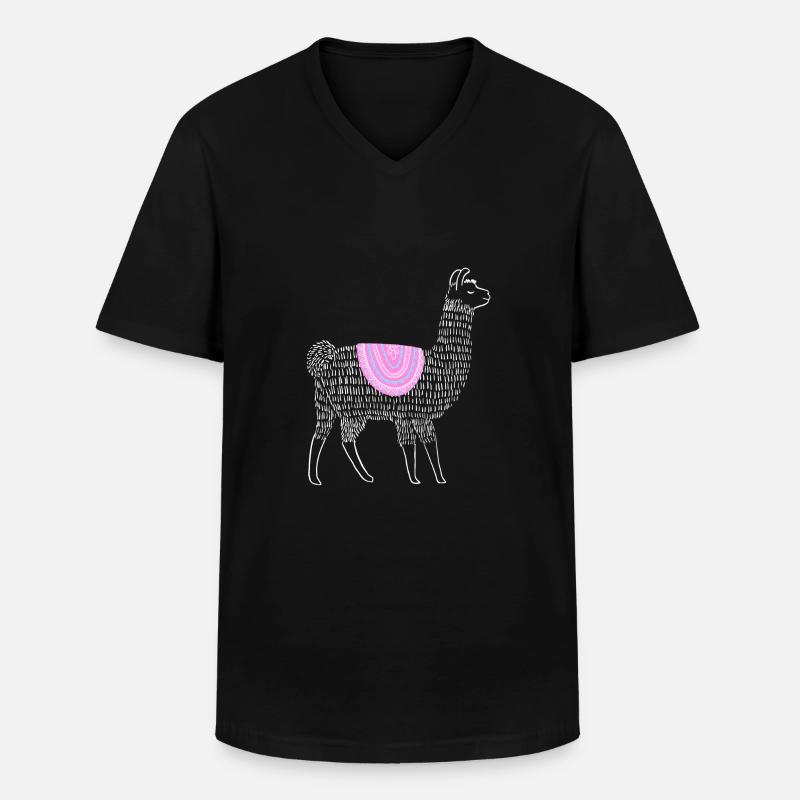Boho Lama - Männer-T-Shirt mit V-Ausschnitt - Schwarz