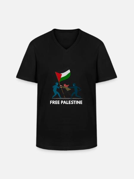 Free Palestine - Men's V-Neck T-Shirt - black