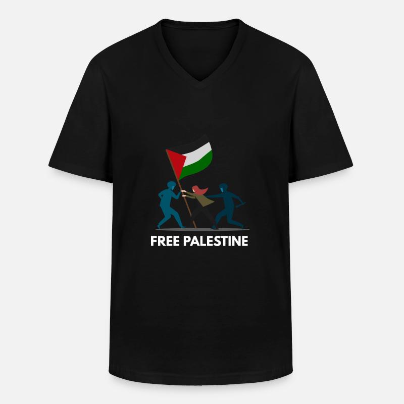 Freies Palästina - Männer-T-Shirt mit V-Ausschnitt - Schwarz