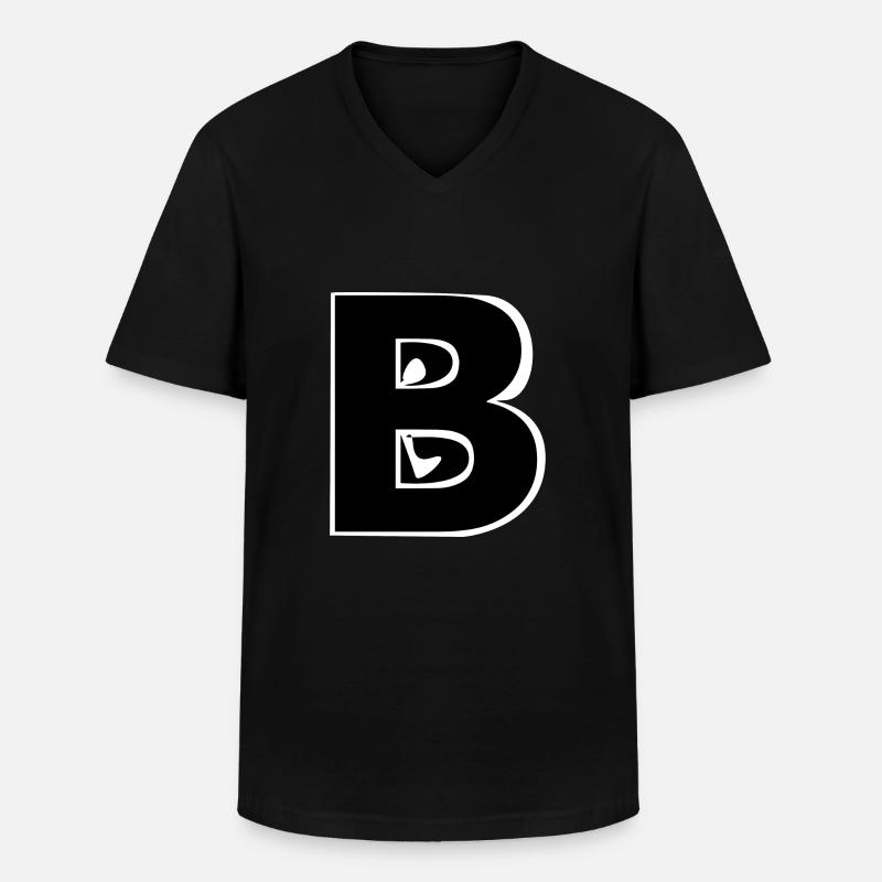 B - Männer-T-Shirt mit V-Ausschnitt - Schwarz
