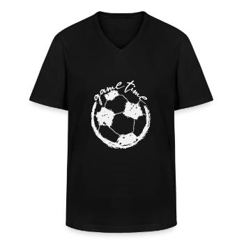 Football match time - Men's V-Neck T-Shirt - black - Front - AI Model Male 178 dark (178cm)