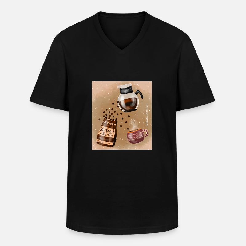 Kaffee Liebe - Männer-T-Shirt mit V-Ausschnitt - Schwarz