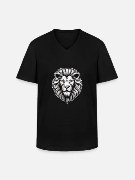 Lion's Head - Men's V-Neck T-Shirt - black