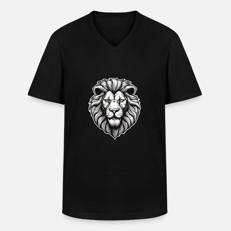 Löwenkopf - Männer-T-Shirt mit V-Ausschnitt - Schwarz