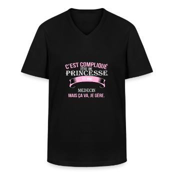 Medecin - T-shirt col V Homme - noir - Devant - AI Model Male 178 dark (178cm)