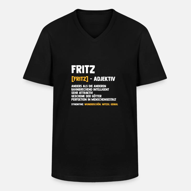 Fritz - Männer-T-Shirt mit V-Ausschnitt - Schwarz