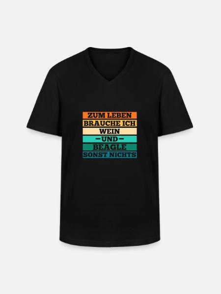 Dog Wine Beagle - Men's V-Neck T-Shirt - black
