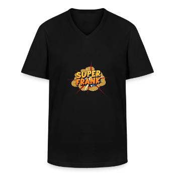 Frank - Men's V-Neck T-Shirt - black - Front - AI Model Male 178 dark (178cm)