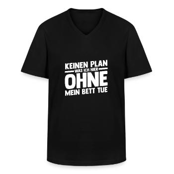 Late riser Shlafen lazy - Men's V-Neck T-Shirt - black - Front - AI Model Male 178 dark (178cm)