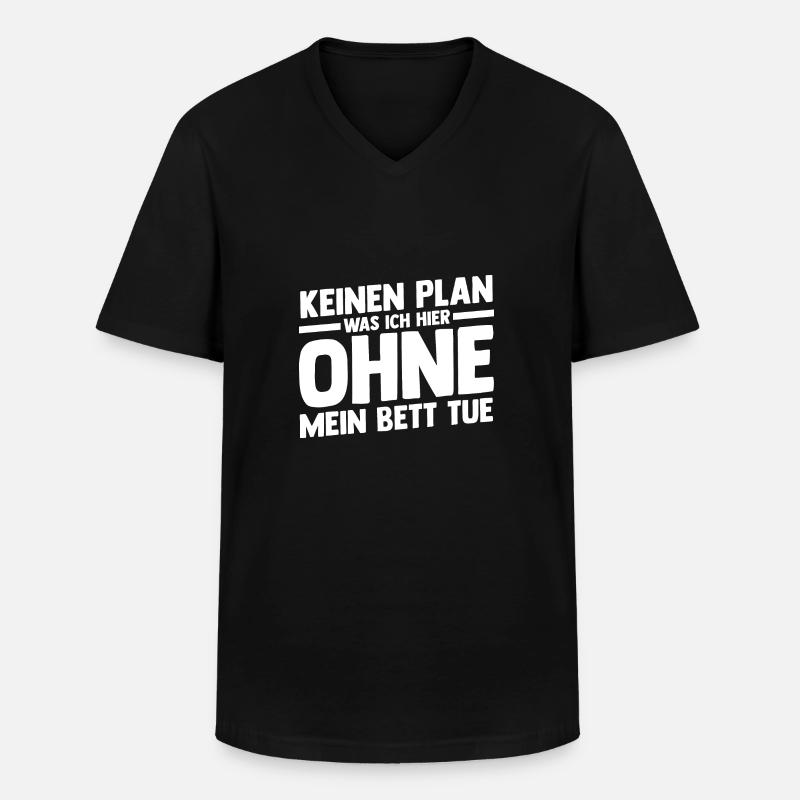 Langschläfer Shlafen Faul - Männer-T-Shirt mit V-Ausschnitt - Schwarz