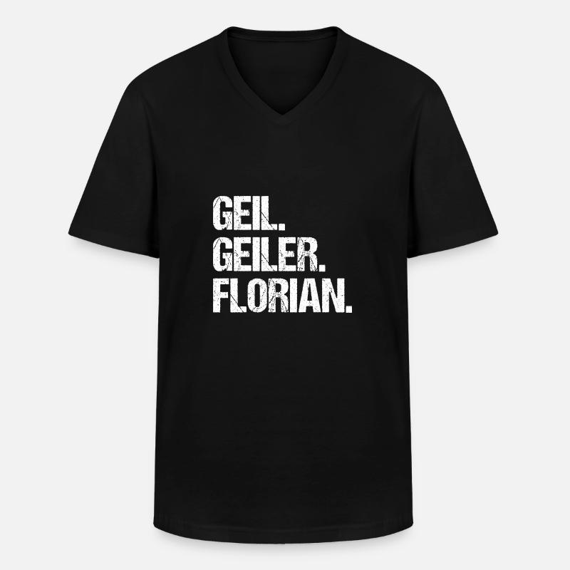 Florian - Männer-T-Shirt mit V-Ausschnitt - Schwarz