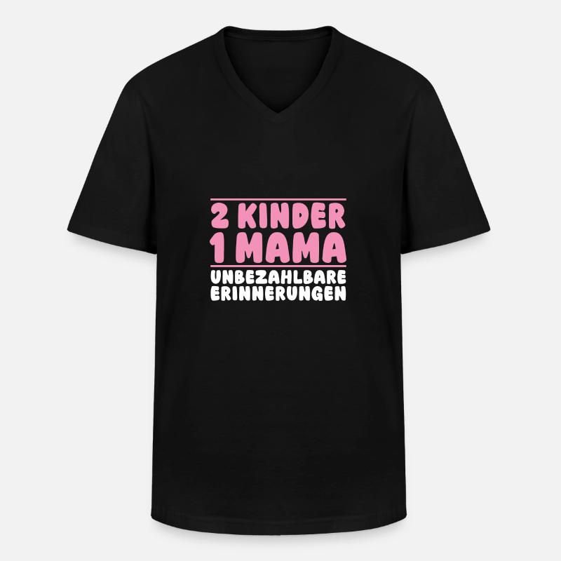 Mama Von 2 Kindern - Männer-T-Shirt mit V-Ausschnitt - Schwarz