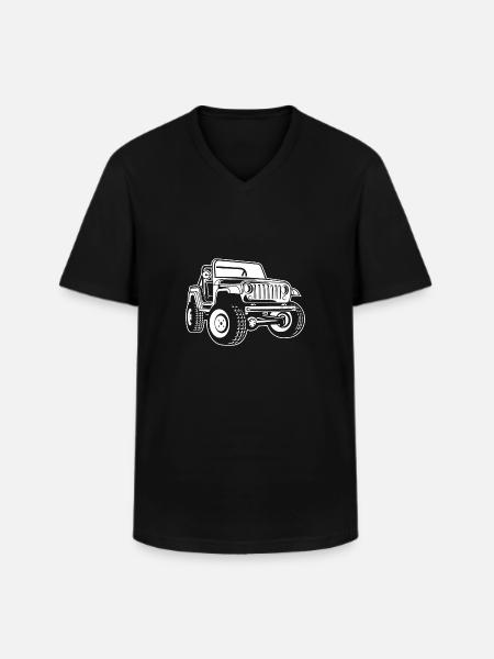 Off-road vehicle / Jeep SUV 03_white - Men's V-Neck T-Shirt - black