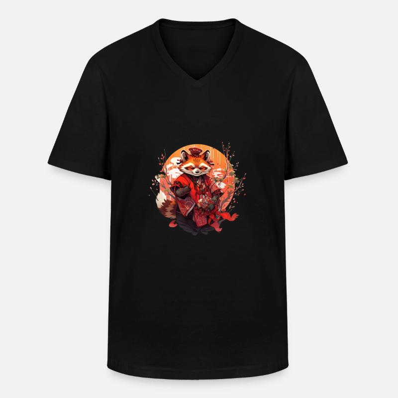Japan Comic Panda - Männer-T-Shirt mit V-Ausschnitt - Schwarz