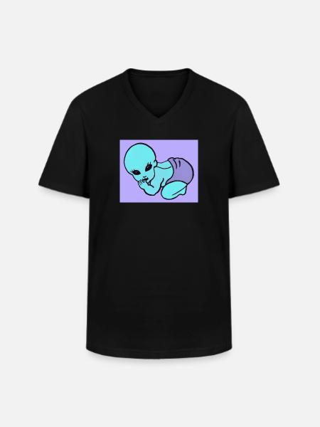 BABY ALIEN BLUE - Männer-T-Shirt mit V-Ausschnitt - Schwarz