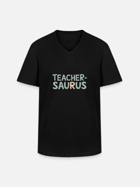 Teacher-saurus 9 - Männer-T-Shirt mit V-Ausschnitt - Schwarz
