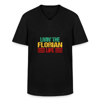 Florian - Men's V-Neck T-Shirt - black - Front - AI Model Male 178 dark (178cm)