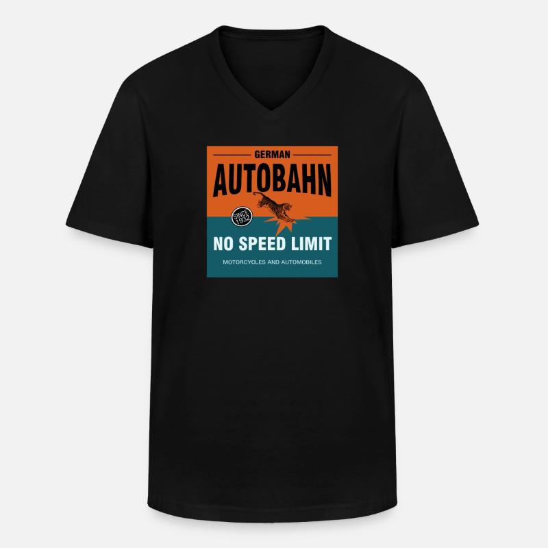 German Autobahn no Speed Limit - Männer-T-Shirt mit V-Ausschnitt - Schwarz