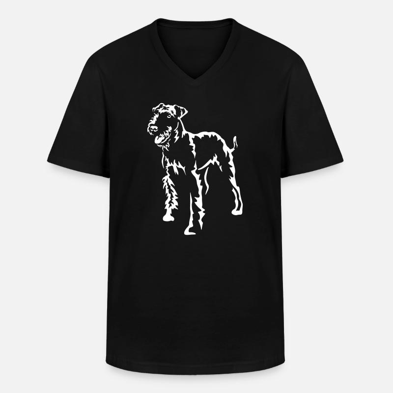 Airedale Terrier "Black Edition" - Männer-T-Shirt mit V-Ausschnitt - Schwarz