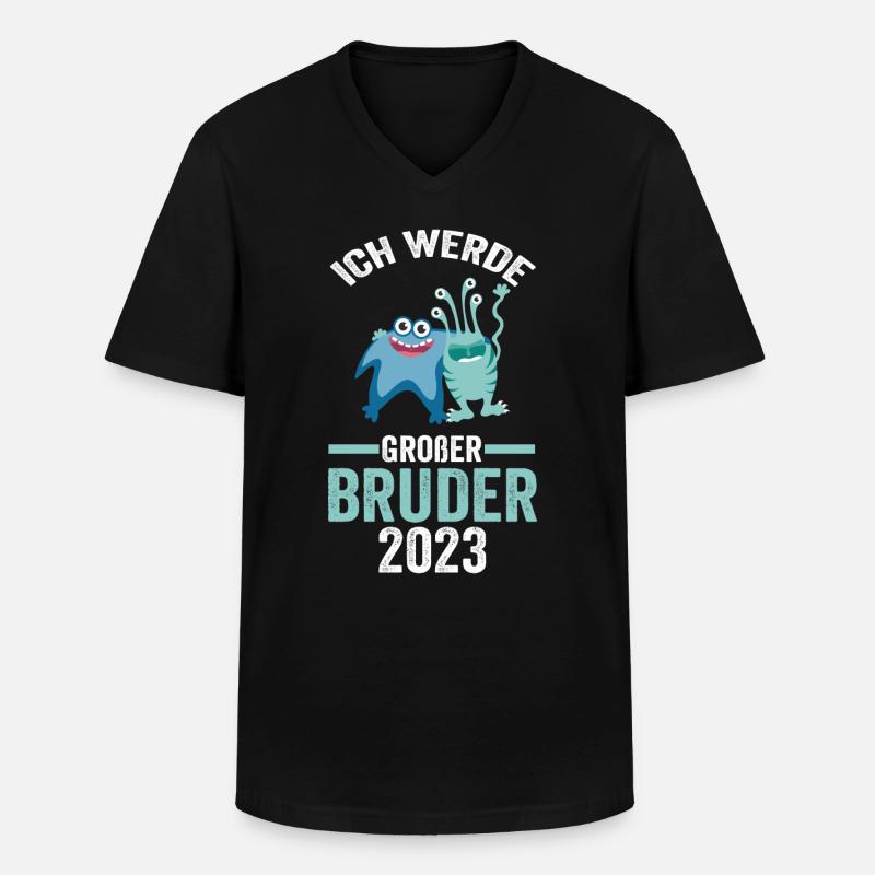 Ich werde großer Bruder 2023 - Männer-T-Shirt mit V-Ausschnitt - Schwarz