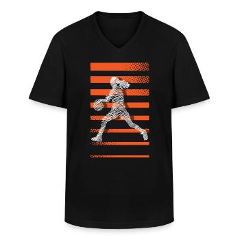 Basketball Basketball Women Basketball - Men's V-Neck T-Shirt - black - Front - AI Model Male 178 dark (178cm)