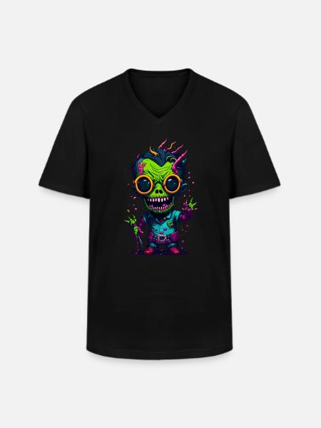 Bunter cooler Zombie - Männer-T-Shirt mit V-Ausschnitt - Schwarz