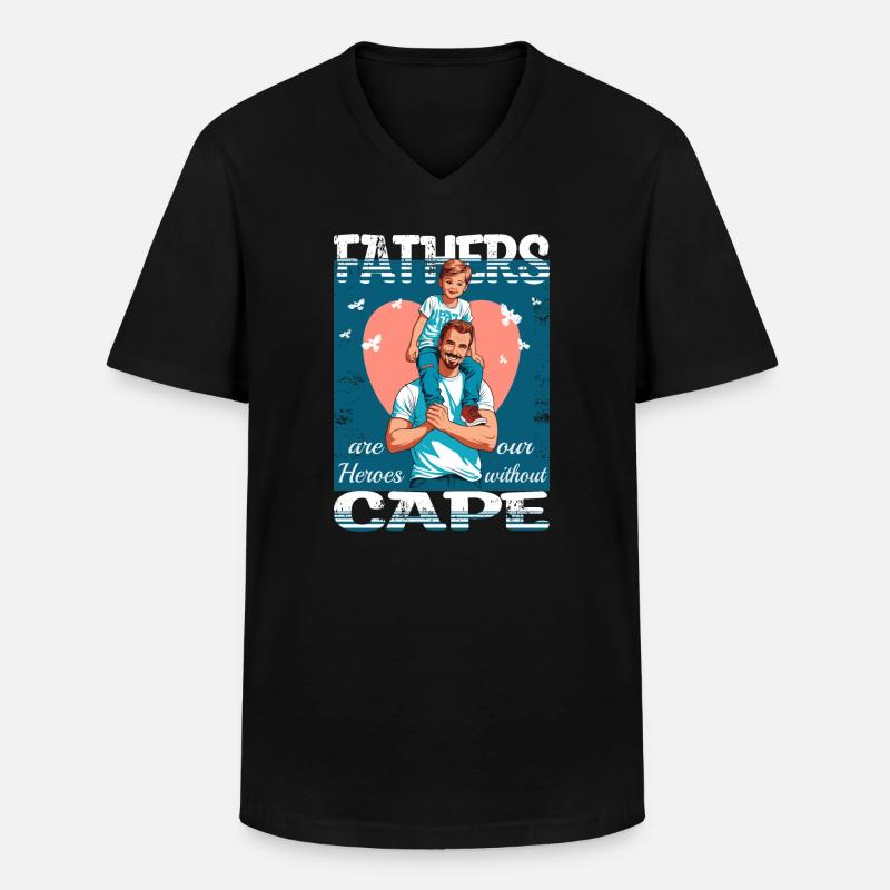 Väter sind Helden - Männer-T-Shirt mit V-Ausschnitt - Schwarz