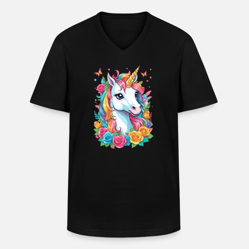 Süßes Einhorn - Männer-T-Shirt mit V-Ausschnitt - Schwarz