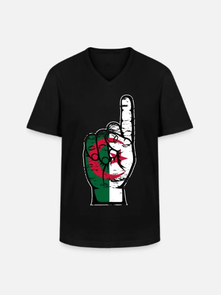 Algeria flag number 1 used - Men's V-Neck T-Shirt - black