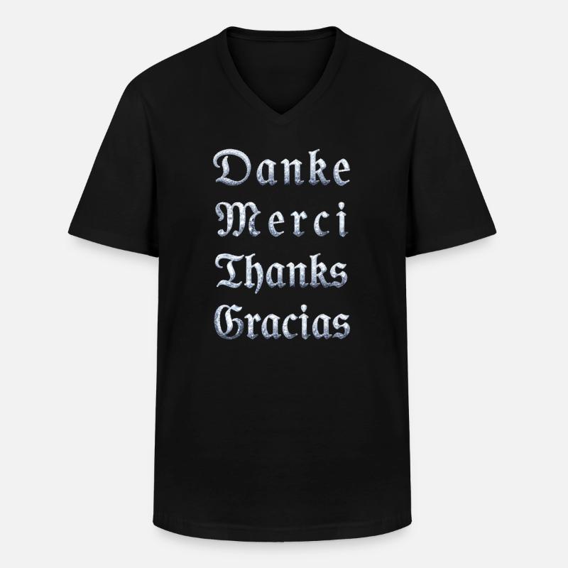 Multilinguale Dankesbotschaft Eiskristall - Männer-T-Shirt mit V-Ausschnitt - Schwarz