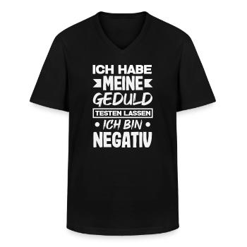 La patience à l’épreuve – je suis négatif - T-shirt col V Homme - noir - Devant - AI Model Male 178 dark (178cm)