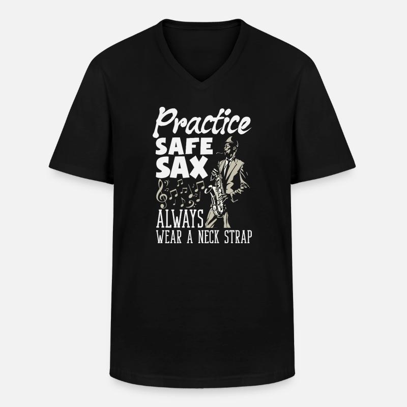 Saxofon - Männer-T-Shirt mit V-Ausschnitt - Schwarz