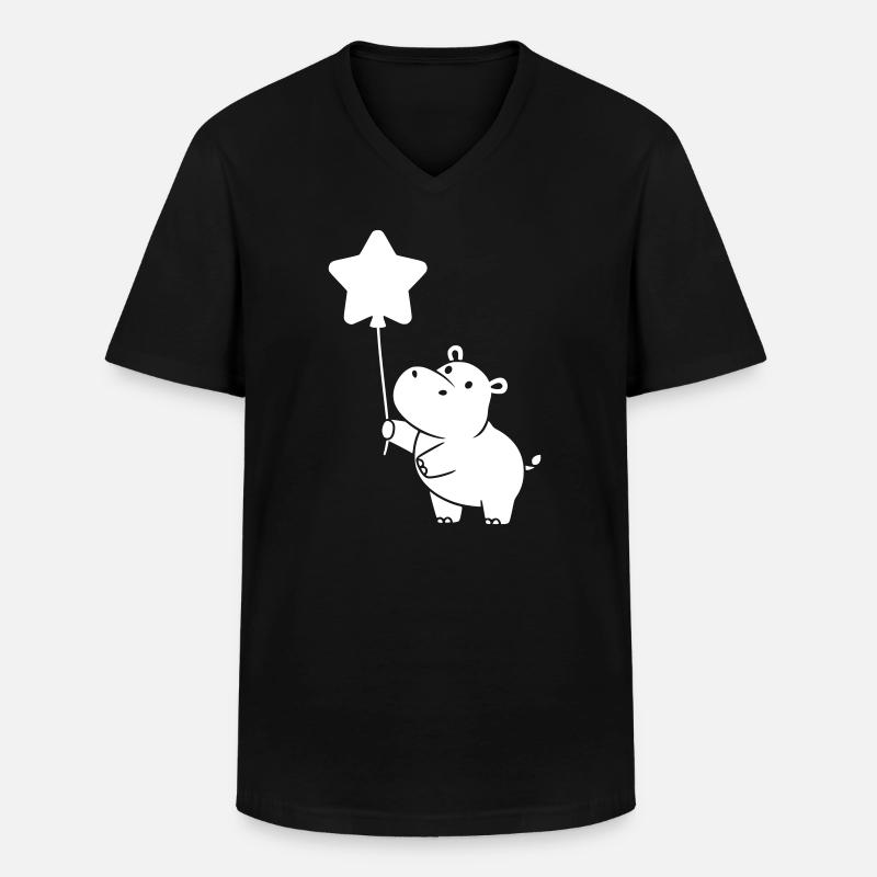 Nilpferd Stern Ballon Silhouette - Männer-T-Shirt mit V-Ausschnitt - Schwarz