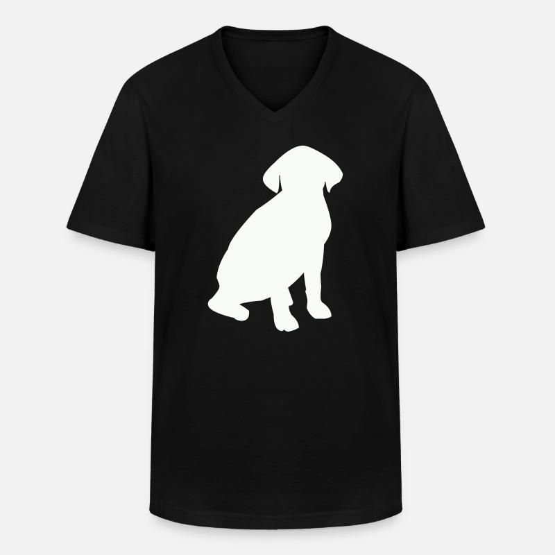 Sitzender Hund Silhouette - Männer-T-Shirt mit V-Ausschnitt - Schwarz