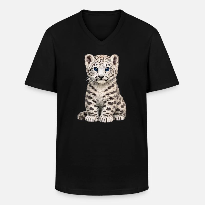 Sia Schneeleopard - Männer-T-Shirt mit V-Ausschnitt - Schwarz
