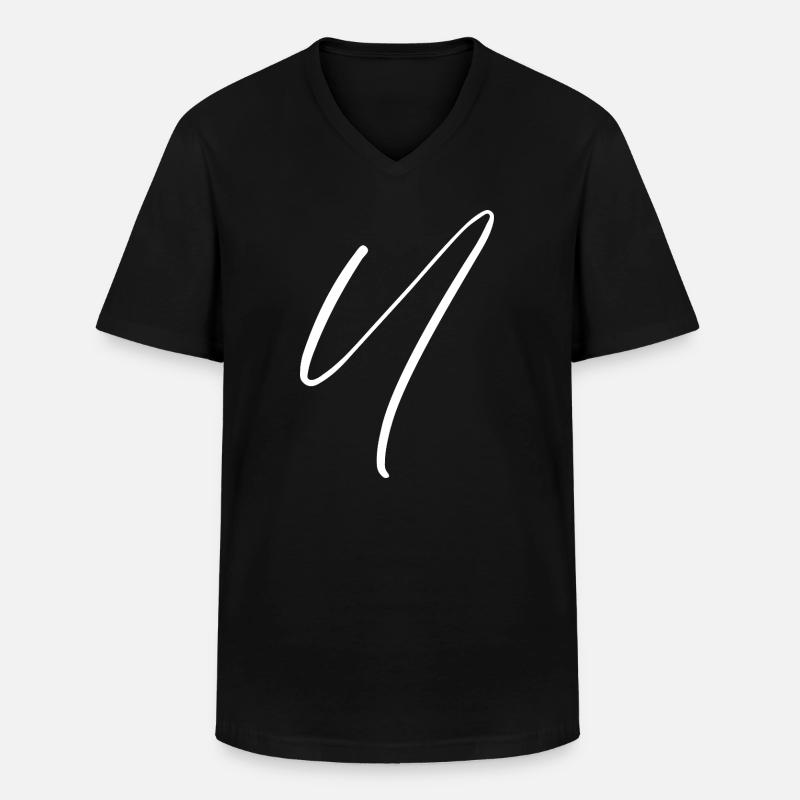 U - Männer-T-Shirt mit V-Ausschnitt - Schwarz